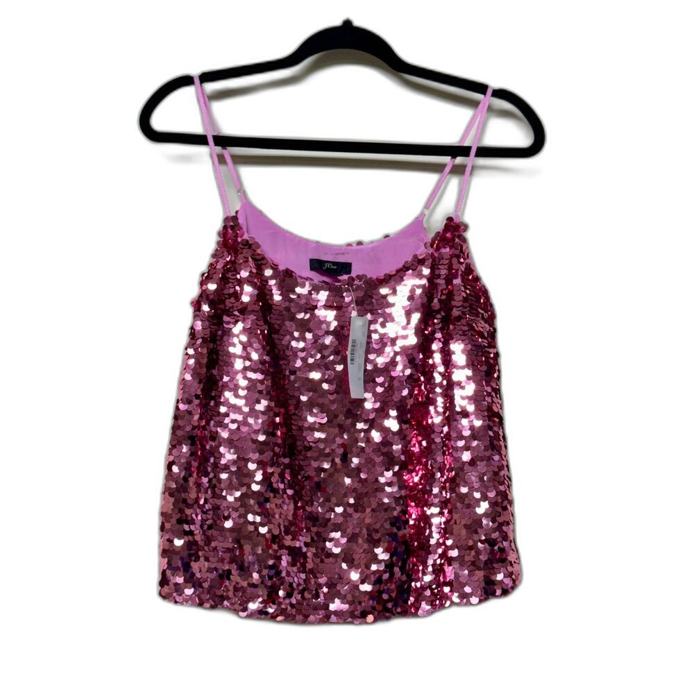 NWT J. Crew Collection Pink Sequined Camisole Top, Sz XS
